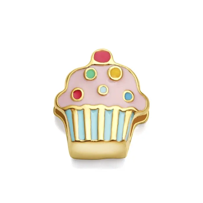 Motivo cupcake Ip dorada para pulsera personalizable